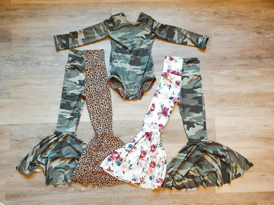 camo split bell/short sleeve peplum sets