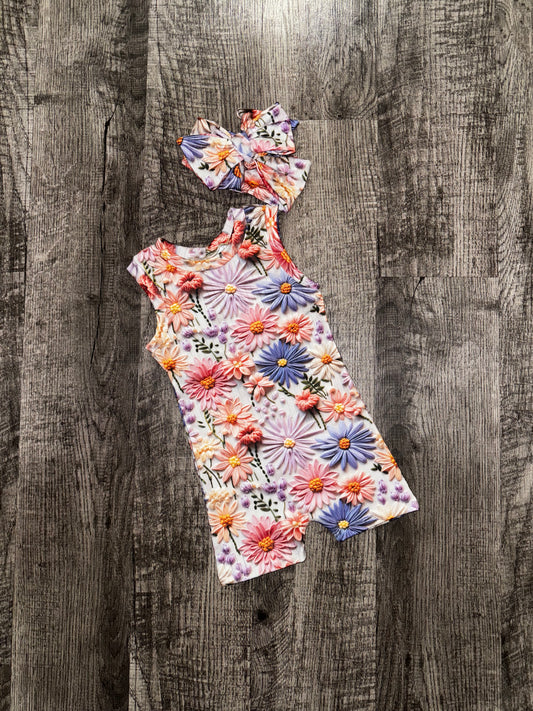 mock embroidered floral ollie romper