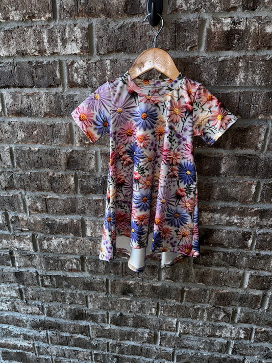 Mock Embroidered floral t-shirt dress